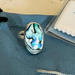 Samuel B. Sterling Silver Bezel Set Abalone Balinese Oval Ring, Sizes 6, NWT